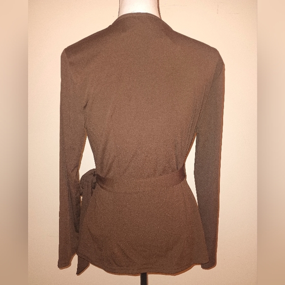 Grace Karin Chocolate Brown Wrap Blouse SZM/L - Picture 2 of 6